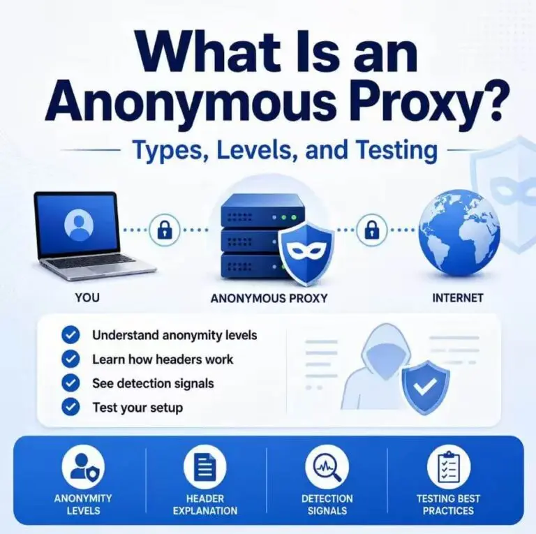 Anonymous proxy explaining types, levels, detection signals, and testing