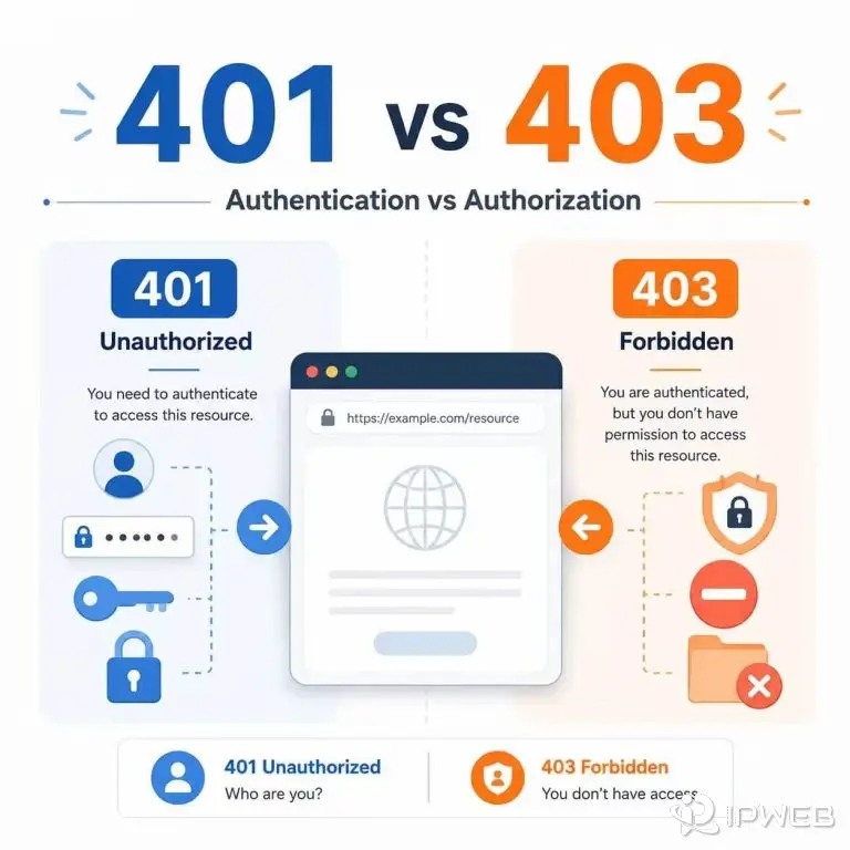 401 vs 403 comparison showing authentication failure and permission refusal