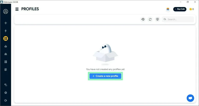 Create a new profile in Hidemyacc