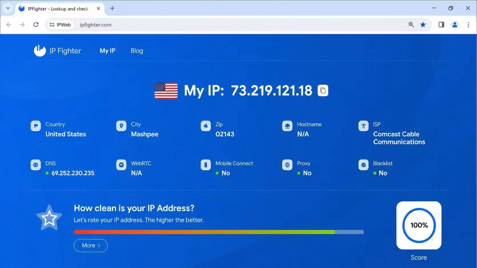 Verify proxy IP address and location after launching Hidemyacc profile