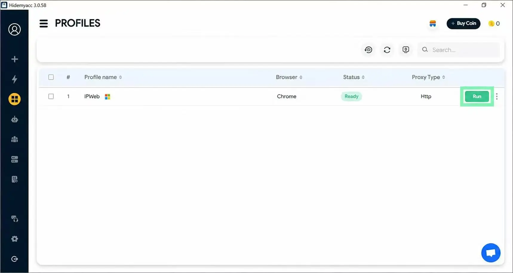 Run a Hidemyacc browser profile with an IPWeb proxy