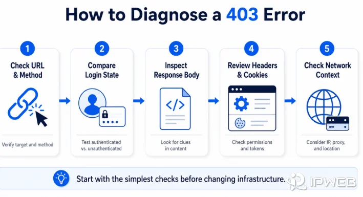 Five-step process for diagnosing a 403 Forbidden error