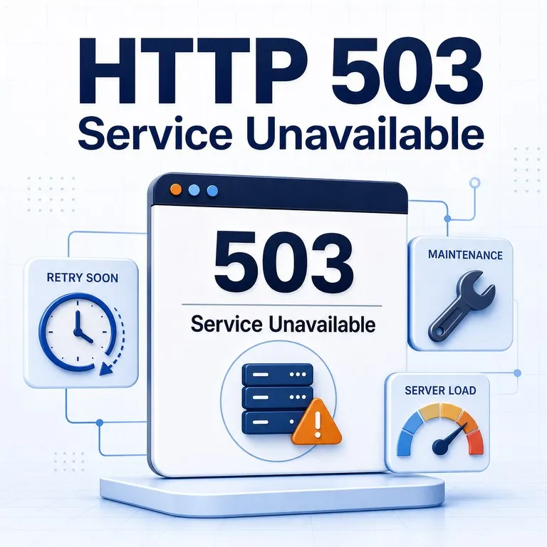 HTTP 503 Service Unavailable troubleshooting cover showing temporary server overload
