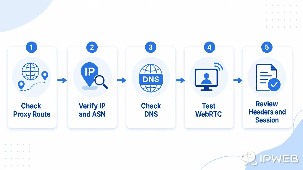 Proxy detection investigation workflow for IP reputation DNS WebRTC browser and session signals