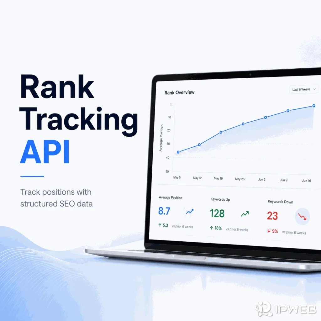 Rank Tracking API dashboard showing SEO ranking trends and position tracking data
