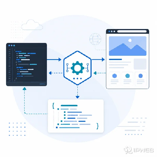 Developer workflow showing a web scraping API returning structured page data