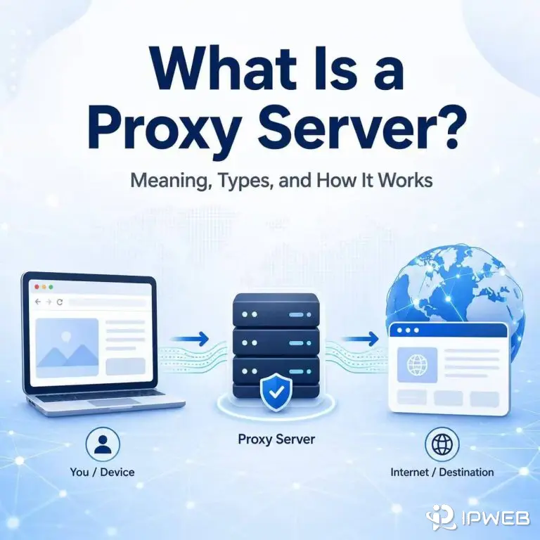 What is a proxy server diagram showing a device connecting to the internet through a proxy server
