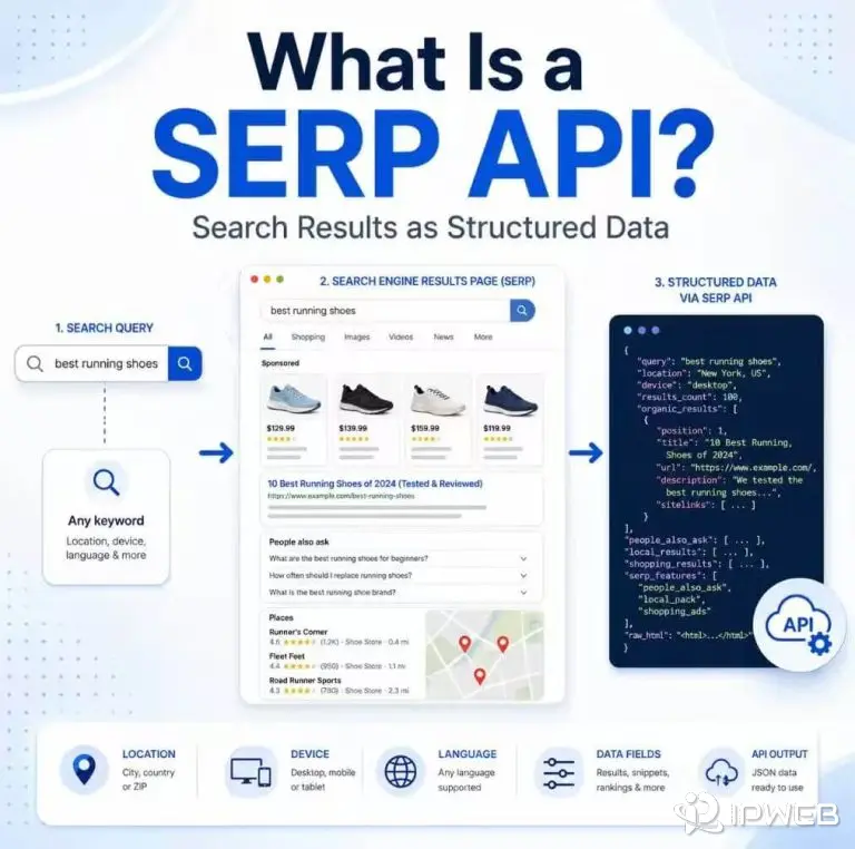 What is a SERP API cover image showing search results turned into structured data