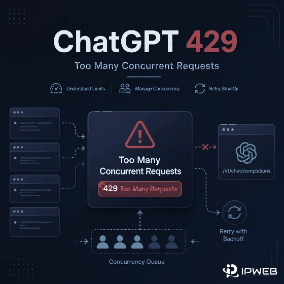 ChatGPT 429 Too Many Concurrent Requests cover showing concurrency limits and retry backoff