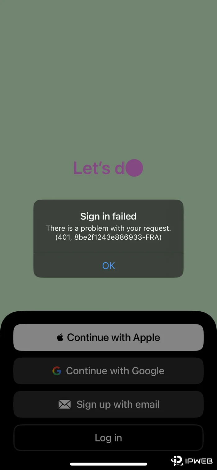 ChatGPT iOS sign in failed message