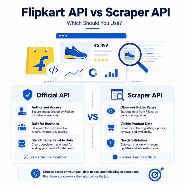 Flipkart API vs Scraper API comparison for choosing a product data source