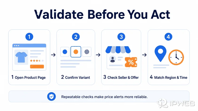 Flipkart price tracking validation workflow for checking product variant seller region and time