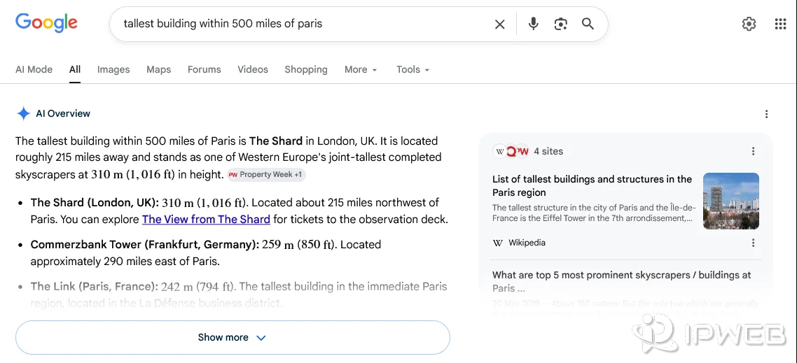 Google search results showing an AI Overview with cited sources