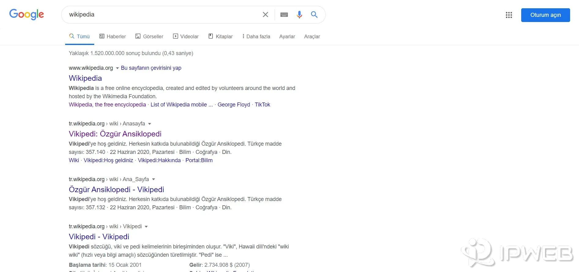 Google search results page showing organic search listings