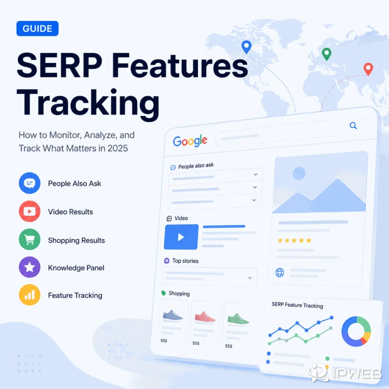 SERP features tracking with People Also Ask, video results, shopping results, and regional search visibility