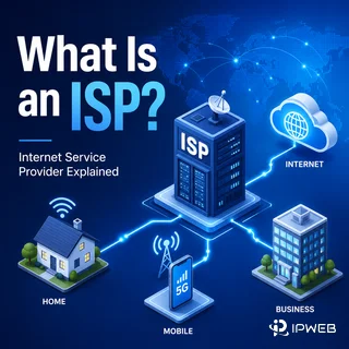 What is an ISP illustration showing home, mobile, and business networks connected through an internet service provider