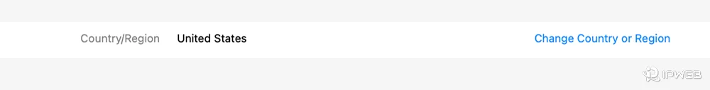 Apple Account summary showing the Change Country or Region option