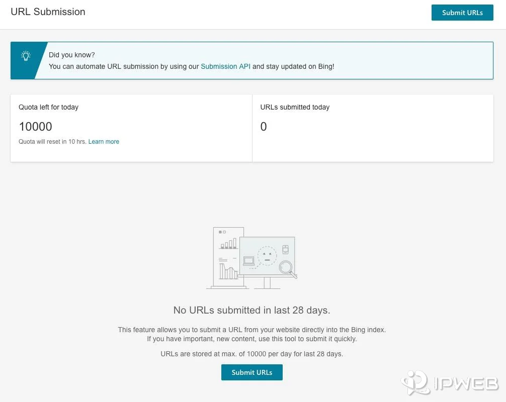 Bing Webmaster Tools URL Submission interface