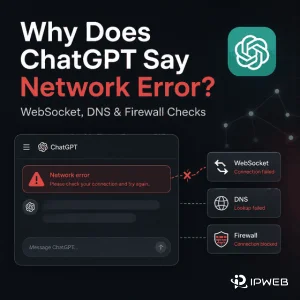 ChatGPT network error cover showing WebSocket DNS and firewall checks