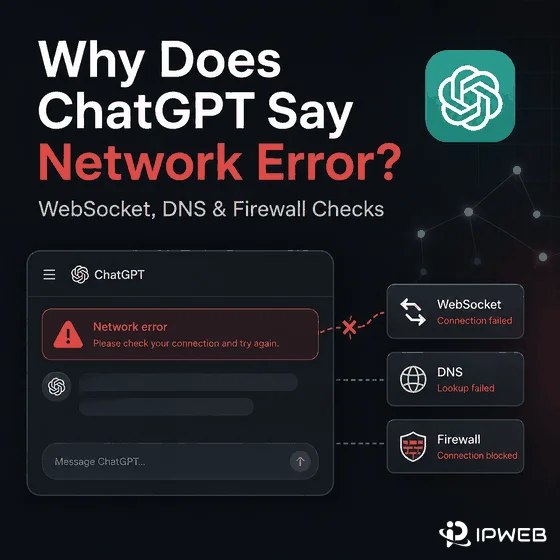 ChatGPT network error cover showing WebSocket DNS and firewall checks