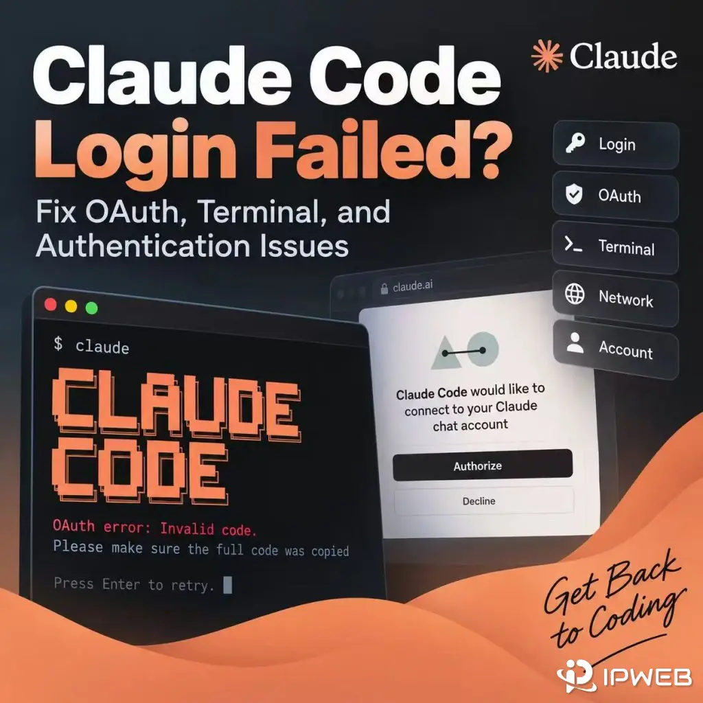 Claude Code login failed troubleshooting guide with OAuth, terminal authentication, browser authorization, and account access checks