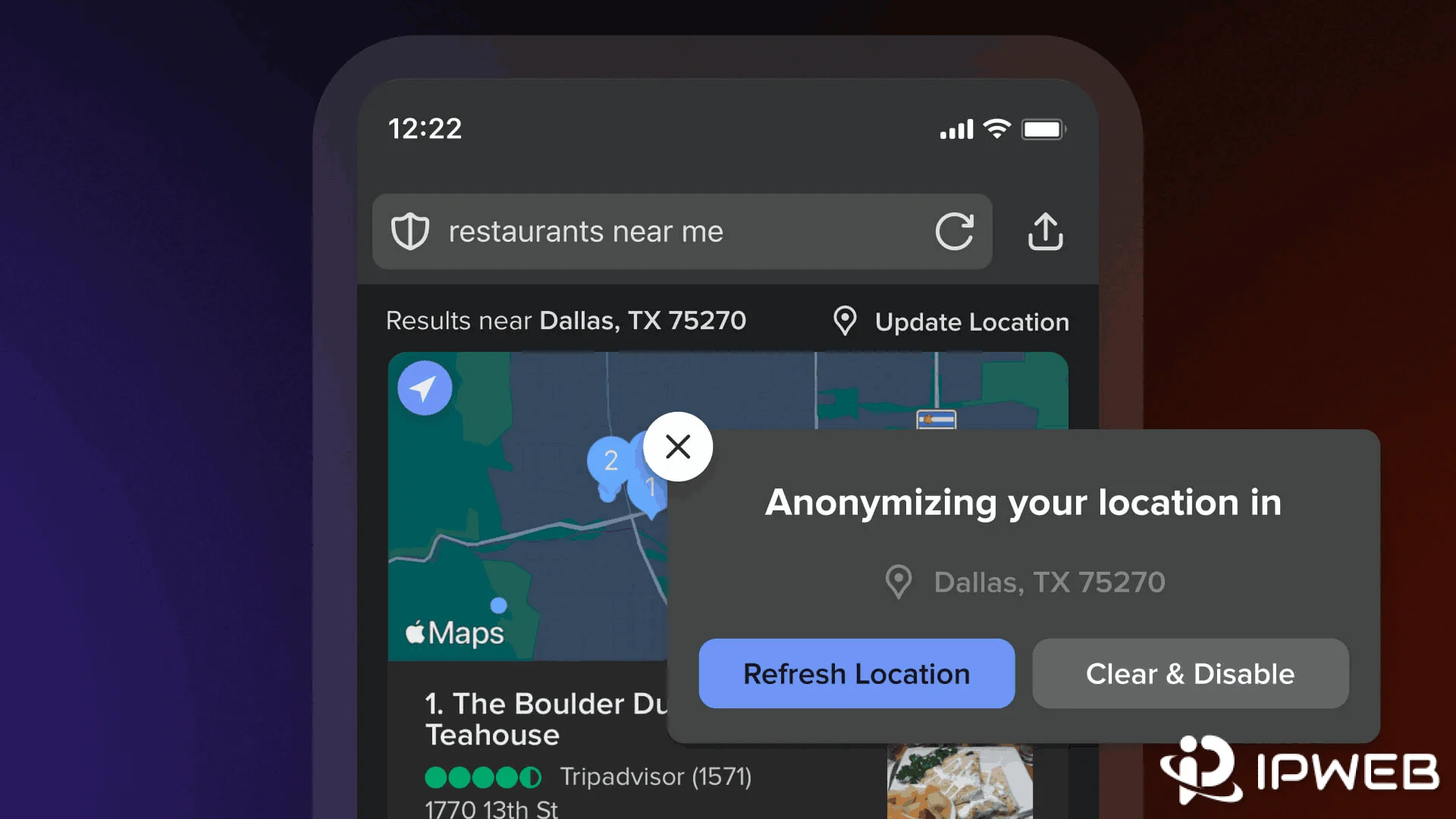 DuckDuckGo local search anonymized location interface