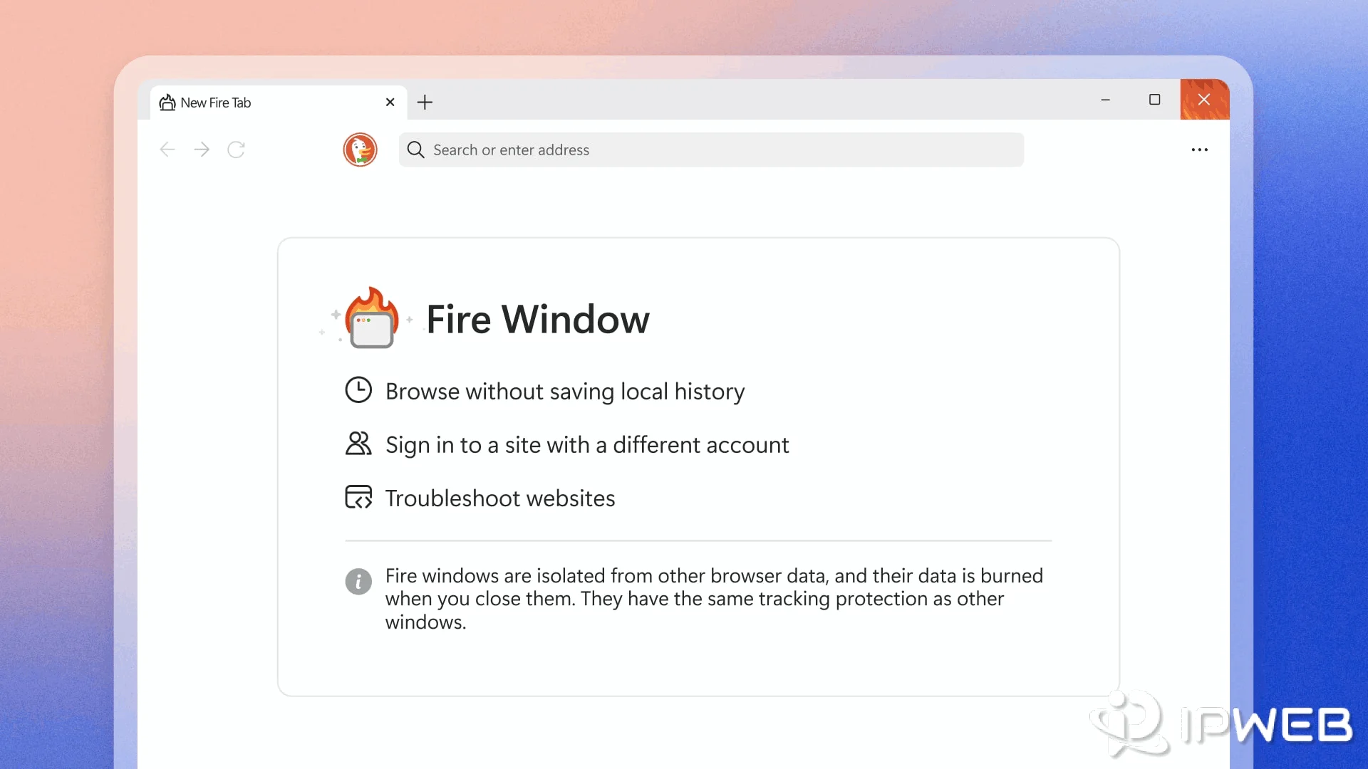 DuckDuckGo Fire Window isolated private browsing session