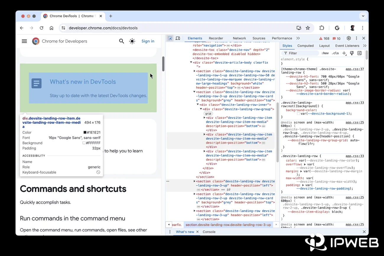 Chrome DevTools Elements panel on Mac showing DOM structure and Styles for a selected page component