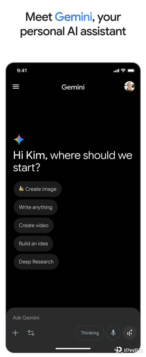 Official Gemini mobile app interface on iPhone