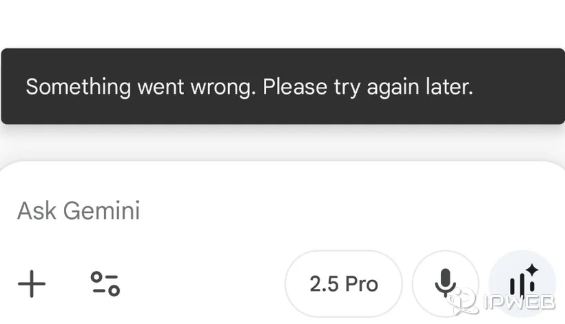 Gemini Something went wrong please try again later error message