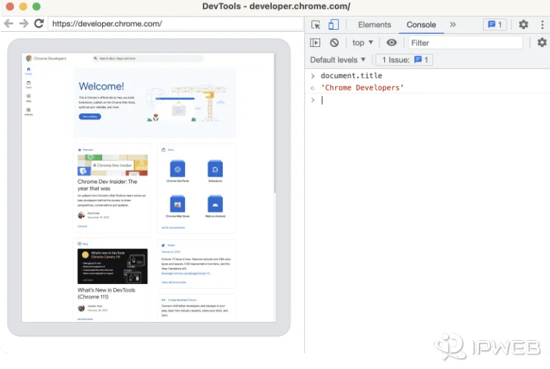 Chrome DevTools inspecting a Headless Chrome target with rendered page and Console