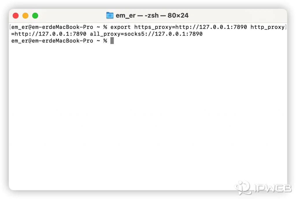 macOS Terminal showing http_proxy, https_proxy, and all_proxy environment variables in zsh