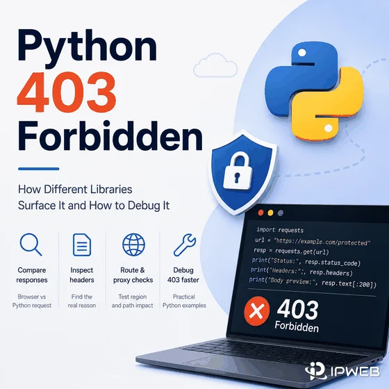 Python 403 Forbidden cover image with Python logo security shield and debugging theme