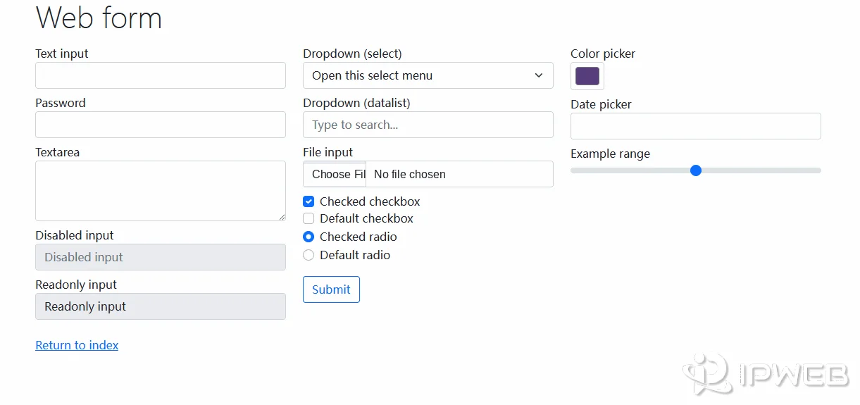 Selenium official web form test page displayed in a browser with the file input labels shown in English