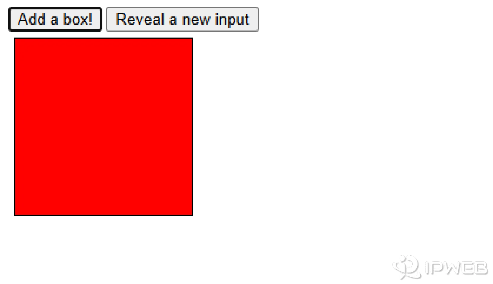 Selenium dynamic test page after Add a box creates a new red box element
